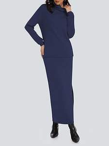 Ensemble jupe 2 pièces pour femme Casly Lamiit, hauts à col roulé, jupe longue, tenues assorties avec poches, vêtements de détente d'automne - Product Image 4