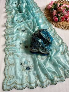Indian Traditional Designer Saree Embroidery Sequins Work for Women Wedding Party Wear Stitched <b>Blouse</b> Recycled Materials All - Product Image 4