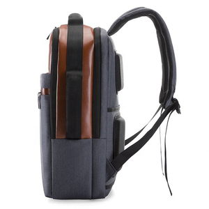 Mochila de PU de Diseño Moderno 2026, Color Gris Marrón con Diseño de Bloques de Color, Bolsa para Portátil con Múltiples Bolsillos, Bolsas de Hombro Unisex para Viajes Diarios en Venta - Product Image 2