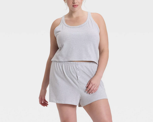 Ensemble pyjama personnalisé OEM avec logo pour femme : débardeur et short en jersey, vêtements de sport respirants et très extensibles, lingerie féminine - Product Image 5