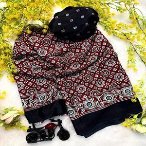 Nouveau Saree en Soie Gajji Pure et Douce Ajrakh Bandhej Lagdi Saurya Style de Vie Modèle 008 Séchage Rapide Style Formel Toutes Saisons - Product Image 1