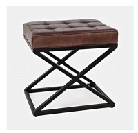 Best-seller Pouf design moderne marron en similicuir avec base en métal, tabouret industriel en similicuir, pouf pour le salon