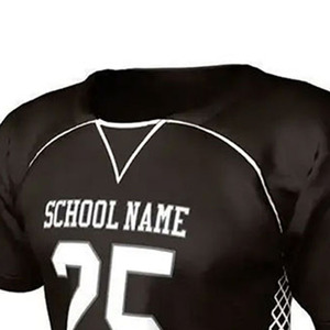 Ensemble de maillots de basket-ball personnalisés sublimés respirants, col en V noir, manches courtes, évacuation de l'humidité, uniforme d'équipe unisexe pour adultes - Product Image 5