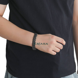 Pulsera de Cadena de Plata 925 con Baño de Rodio Negro para Hombre, con Moissanita de Corte Brillante Redondo, Micro Pavé, Estilo Hiphop, Eslabones Geométricos - Product Image 3