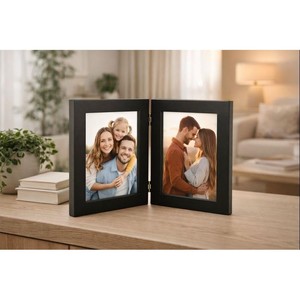 กรอบรูปไม้สักคู่ ขนาด 4x6 นิ้ว แบบมีบานพับ หรูหรา |   ขายส่ง - Product Image 4