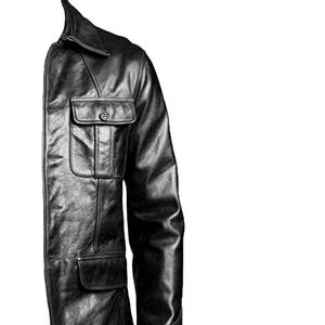 Men <b>Genuine</b> <b>Leather</b> <b>Jacket</b> Stand Collar Zipper Regular Fit Solid Casual Winter Outerwear OEM Service - Product Image 2