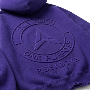 Sweat à capuche personnalisé pour homme, violet, en molleton épais délavé, coupe oversize, effet vieilli, avec logo en relief, style streetwear, OEM ODM - Product Image 5
