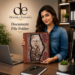 Carpeta de cartera de negocios con cierre de cremallera de cuero mecanizado a mano Carpeta de documentos multifunción de piel de vaca con tarjetero - Product Image 6