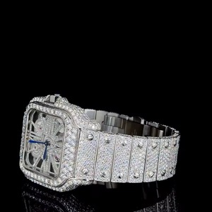 Montre mécanique sertie de moissanite, bracelet en acier inoxydable, cadran en cristal saphir, analogique, vintage, ETA 20 mm, boîte de luxe pour soirée - Product Image 3