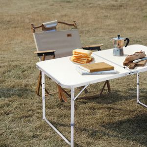 Table pliante multifonctionnelle portable de 4 pieds, 120 x 60 x 70 cm, blanche, pour usages multiples - Product Image 3