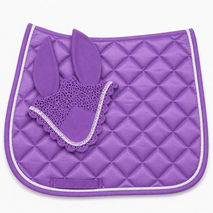Luxury Equestrian Horse Saddle Pad and <b>Fly</b> Bonnet Set Diamond Quilted Dressage Saddle Pad Ear <b>Net</b> Bonnet Set with Custom Color - Product Image 5
