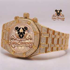 <b>Men</b>’s Premium Crystal Moissanite <b>Watch</b> with Quartz <b>Mechanism</b> Steel Bracelet Decorative Bezel Brilliant Luxury Wristwear - Product Image 4