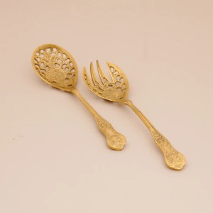 Elegante Juego de Cubiertos de Metal Dorado con Grabado Floral, Cubertería para Bodas, Resistente al Óxido, Apto para Lavavajillas - Product Image 4