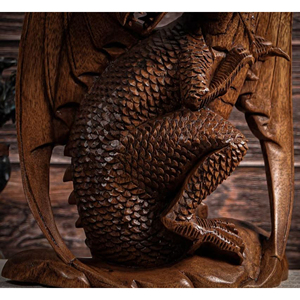 Premium Solid Wood Dragon Sculpture Feng Shui Dragon Statue Handmade Wood Craft Wholesale Decorative Wooden Dragon Figurine - Product Image 4