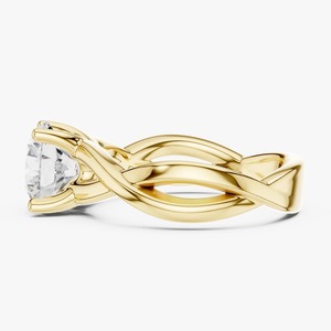 Bague de fiançailles solitaire torsadée en or jaune 9 carats avec diamant de laboratoire rond de 2 carats, bijoux de mariée personnalisés en gros - Product Image 2