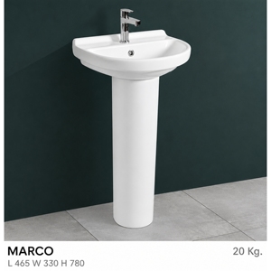ชุดอ่างล้างหน้าทรงรีแบบตั้งพื้น รุ่น Marco พร้อมท่อน้ำทิ้ง ติดตั้งก๊อกน้ำแบบรูเดียว ผิวโครเมียมขัดเงา ดีไซน์มินิมอล - Product Image 2