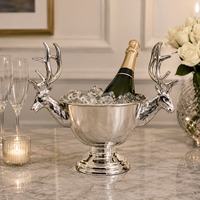 Seau à glace en métal design luxe en forme de corne de cerf pour la maison, le bar, le refroidissement du vin et du champagne, la décoration de table de fête, cadeau élégant et haut de gamme