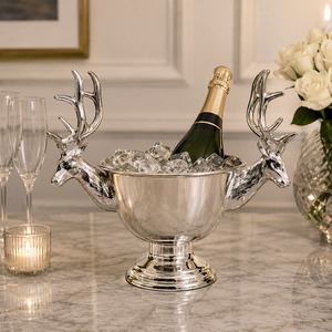 Seau à glace en métal design luxe en forme de corne de cerf pour la maison, le bar, le refroidissement du vin et du champagne, la présentation lors de fêtes et la décoration de table de luxe - Product Image 1