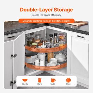 Organizzatore per Mobile da Cucina a Forma di Reni da 31,5 Pollici, Cromato, Girevole a 360 Gradi, a 2 Livelli, Regolabile in Altezza, Adatto ai Bambini - Product Image 3