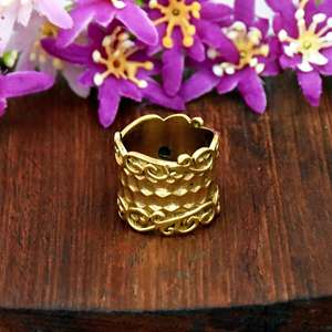 Turquoise <b>Statement</b> <b>Ring</b> Hammered Band Gold Vermeil Bohemian Festival <b>Ring</b> Gift for Her - Product Image 4