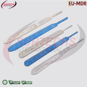 Surtechs Acier inoxydable stérile # 10 lames de scalpel # Kit d'instruments dermatologiques de précision pour dermaplaning à 3 poignées, manuel, certifié CE - Product Image 4