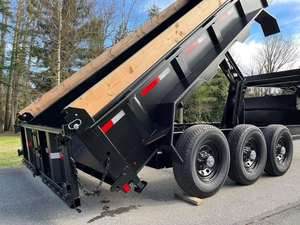 Remorque benne noire à col de cygne, triple essieu, utilitaire, pour transport de marchandises agricoles, avec bâche 110 GSM, en stock - Product Image 3