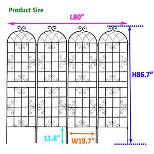 Set di 4 tralicci da giardino in metallo antiruggine da 220 cm x 50 cm per piante rampicanti, supporto per fiori da esterno - Product Image 5