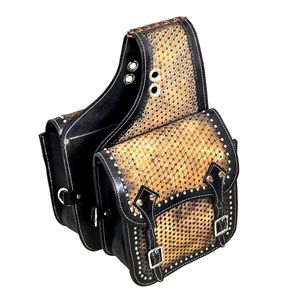 Sacoche de selle en cuir pour cheval, style western, marron, artisanale de qualité supérieure, 100% cuir de buffle, personnalisable, avec quincaillerie en acier et laiton, équestre - Product Image 1