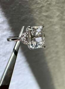 Moissanite 4CT <b>Emerald</b> Cut Diamond Classic Halo <b>Ring</b> For Women's Original 925 <b>Silver</b> Fine Birthdays Party Jewelry For Partners - Product Image 2