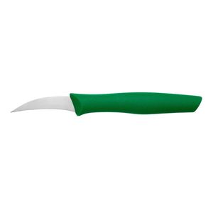 Couteaux à désosser à manche vert courbé avec lame étroite argentée, poignée ergonomique et protège-doigts pour la découpe de viande de volaille - Product Image 1