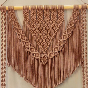 Brown Handmade Cotton <b>Rope</b> Macrame Wall Hanging Shelf with Pine Wood <b>Light</b> Brown Decorative Floating Shelf for Home Décor - Product Image 6
