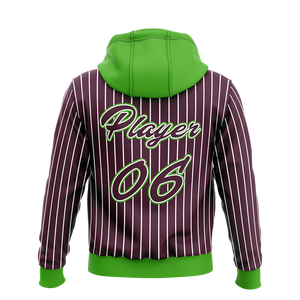 Sudadera con Capucha Personalizada con Bordado 3D para Hombre, Diseño a Rayas, Color Verde, Logotipo Personalizado, Bolsillo Delantero, Sudadera Informal de Otoño, Sudadera de Forro Polar para Gimnasio - Product Image 2