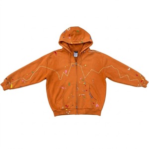 OEM Custom Paint Splatter Zip <b>Hoodie</b> Heavy Cotton Fleece Splashed Graphic <b>Stitching</b> <b>Oversized</b> Streetwear Men Sweatshirts - Product Image 5