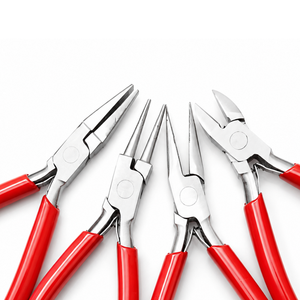 Ensemble de pinces professionnelles multi-usages à poignée rouge, outils de fabrication de bijoux, acier inoxydable, pour la mise en forme, la coupe et la création de boucles, bricolage - Product Image 2