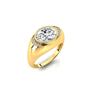 Bague de mariage signet de luxe en or jaune 14K 18K avec diamant de laboratoire CVD certifié IGI, taille ovale 10x8mm, 2,5 carats au total - Product Image 4