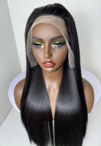 Vente de perruque 22 pouces! Top Qualité Dentelle 2x6 HD Avant Perruque Cheveux Toupet Avec Dos Wefted 100% Vierge Cheveux Humains Couleur Noire - Product Image 2