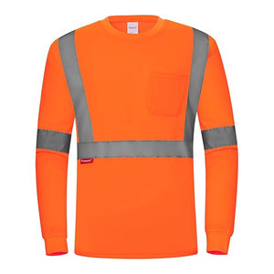 Chemise de travail à manches longues haute visibilité avec logo personnalisé, uniforme de sécurité réfléchissant, jaune fluorescent, polyester, certifiée EN/CE - Product Image 6