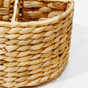 Round Handmade <b>Straw</b> Storage <b>Basket</b> Woven With Handle Bohemian Style For Living Room Neatening - Product Image 4