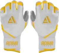 Guantes de béisbol de cuero Adiha Impex, blancos y amarillos, con cierre de velcro, unisex, para entrenamiento de adultos.