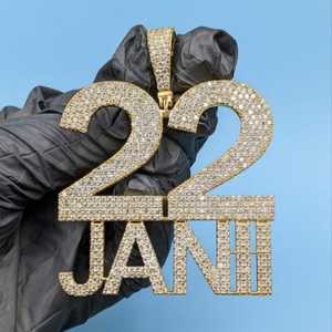 จี้เพชรโมอิสซาไนต์รูปตัวอักษรแบบหรูหรา เงินแท้ 925 สั่งทำได้ จี้ฮิปฮอป จี้ตัวอักษรนำโชค จี้เลขนำโชค - Product Image 1