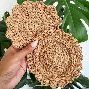 Posavasos Clásico de Ratán con Forma Floral, Hecho a Mano, Ideal para Decoración de Mesa de Comedor y Fiestas, de la India - Product Image 1