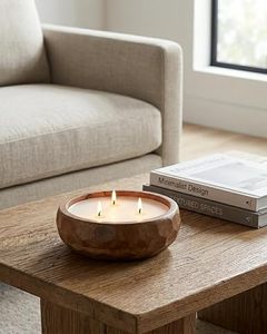 Wooden Candle Bowl Round Handmade Candle Stand Farmhouse Decorative Holder for Home Christmas - Product Image 2