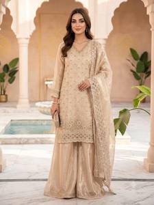 Conjunto de Salwar Kameez Indio-Pakistaní de Seda Bordada en Morado, con Dupatta Larga y Voluminosa, para Bodas y Fiestas - Product Image 3