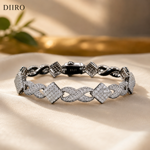 925 Sterling <b>Silver</b> Geometric Chain <b>Bracelet</b> Brilliant Round Diamond Trendy <b>Bracelets</b> Moissanite Everyday Wear Unisex Jewelry - Product Image 1