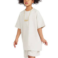 T-shirt Enfant Printemps-Été Coton Pur 220G Couleur Unie Coupe Ample Manches Courtes Unisexe