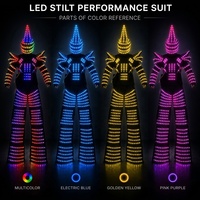Costume de lutin LED Alien Armor WisdomTimes avec casque pointu, performance robotique LED pour spectacles sur scène, boîtes de nuit et KTV