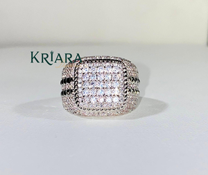 Bague unisexe en argent 925 plaqué or blanc avec diamant de laboratoire taille brillant rond, bijou de luxe pour usage quotidien - Product Image 1