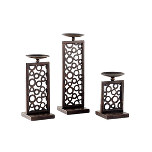 Metal <b>Black</b> Candle Holder Wooden Candle Holder Natural Color Vintage Design Candle Holder Holiday Decoration Christmas - Product Image 1