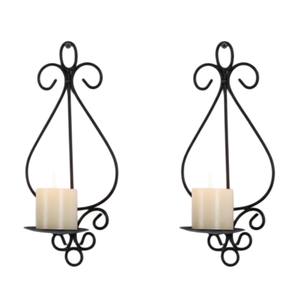 Luxurious <b>Black</b> Iron Wall <b>Candle</b> Sconce <b>Holder</b> Set Of 2 Elegant Scrollwork <b>Metal</b> Wall Mounted Candlestick For Home Decoration - Product Image 5