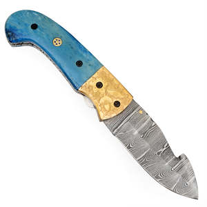 Couteau de poche pliant artisanal en acier Damas de haute qualité, personnalisable, manche en bois couleur OEM, multifonctionnel, qualité industrielle - Product Image 3